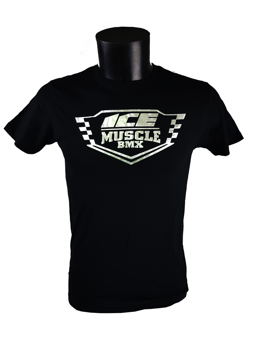 T-Shirt manches courtes ICE NOIR LOGO "MUSCLE RACING" CHROME (5-6 ANS)